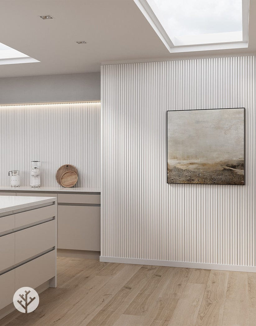 Wall Panel Ridge Flutto™ White Ridge Flexible Tambour Wood Panels | Elegant Wall Paneling