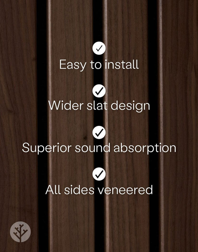 Premium American Walnut Acoustic Panels | Slatpanel® Luxe Wide Slat | WVH®