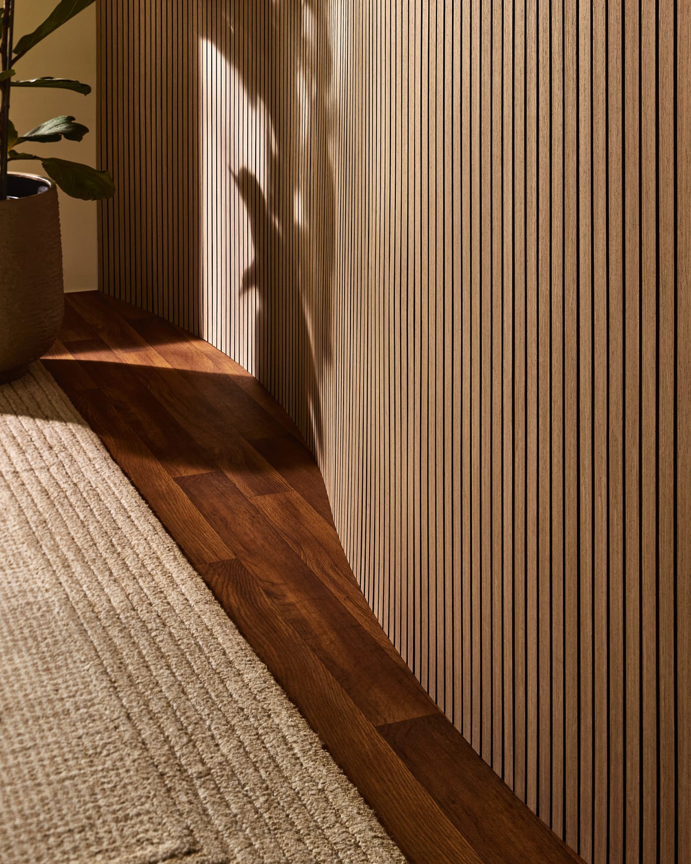 Slatpanel® Drew & Jonathan Home™ Ultraflex Engineered Walnut Lightweight Flexible Wood Wall Panels