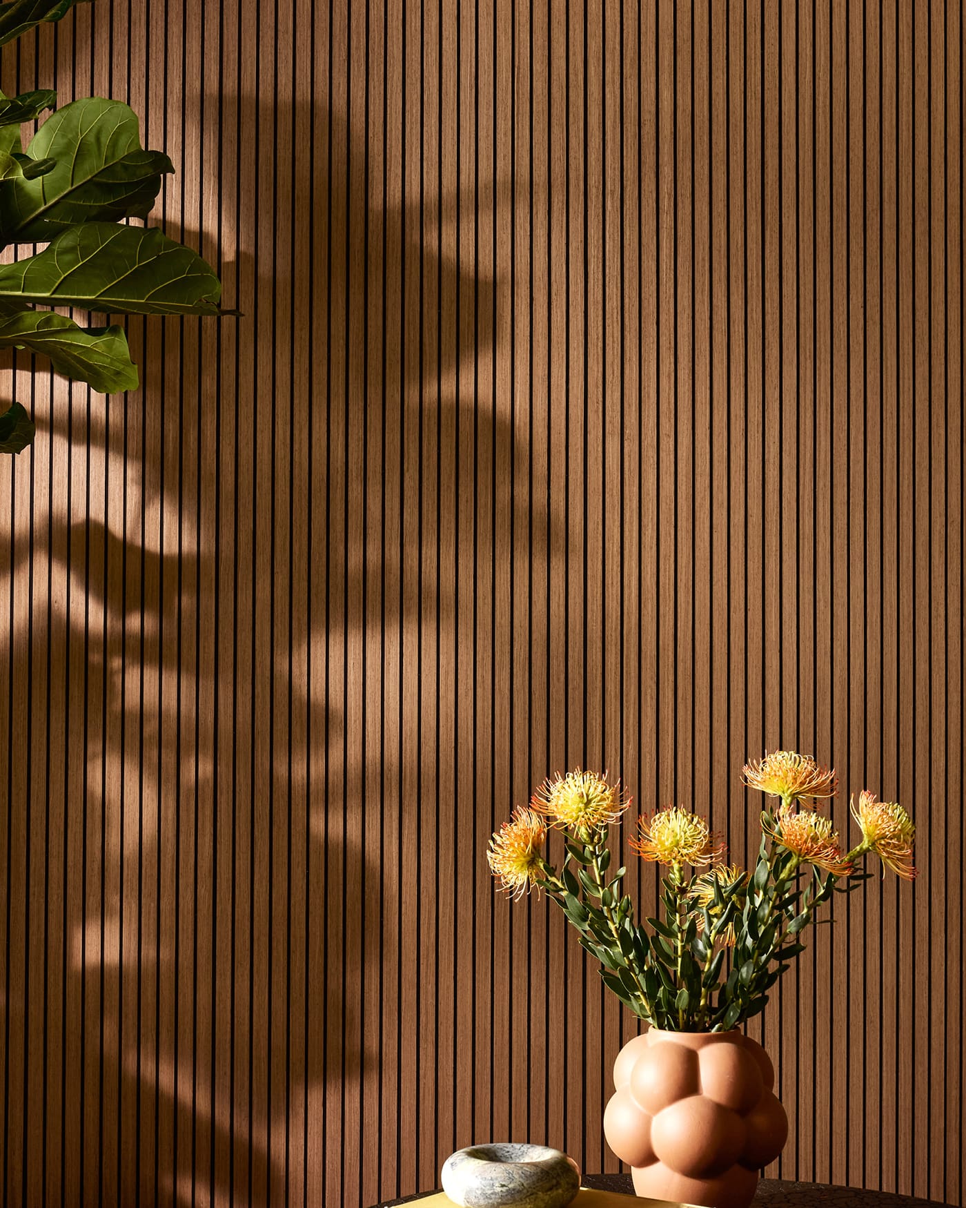 Slatpanel® Drew & Jonathan Home™ Ultraflex Engineered Walnut Lightweight Flexible Wood Wall Panels