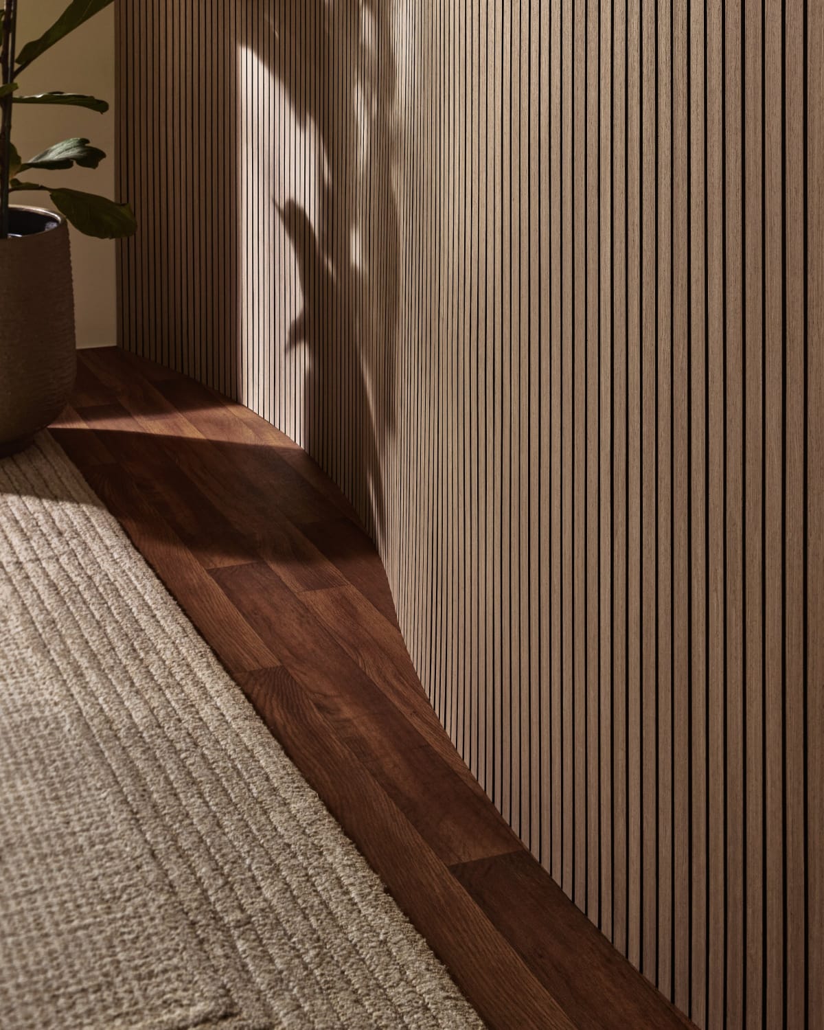 Slatpanel® Drew & Jonathan Home™ Ultraflex Engineered Walnut Lightweight Flexible Wood Wall Panels