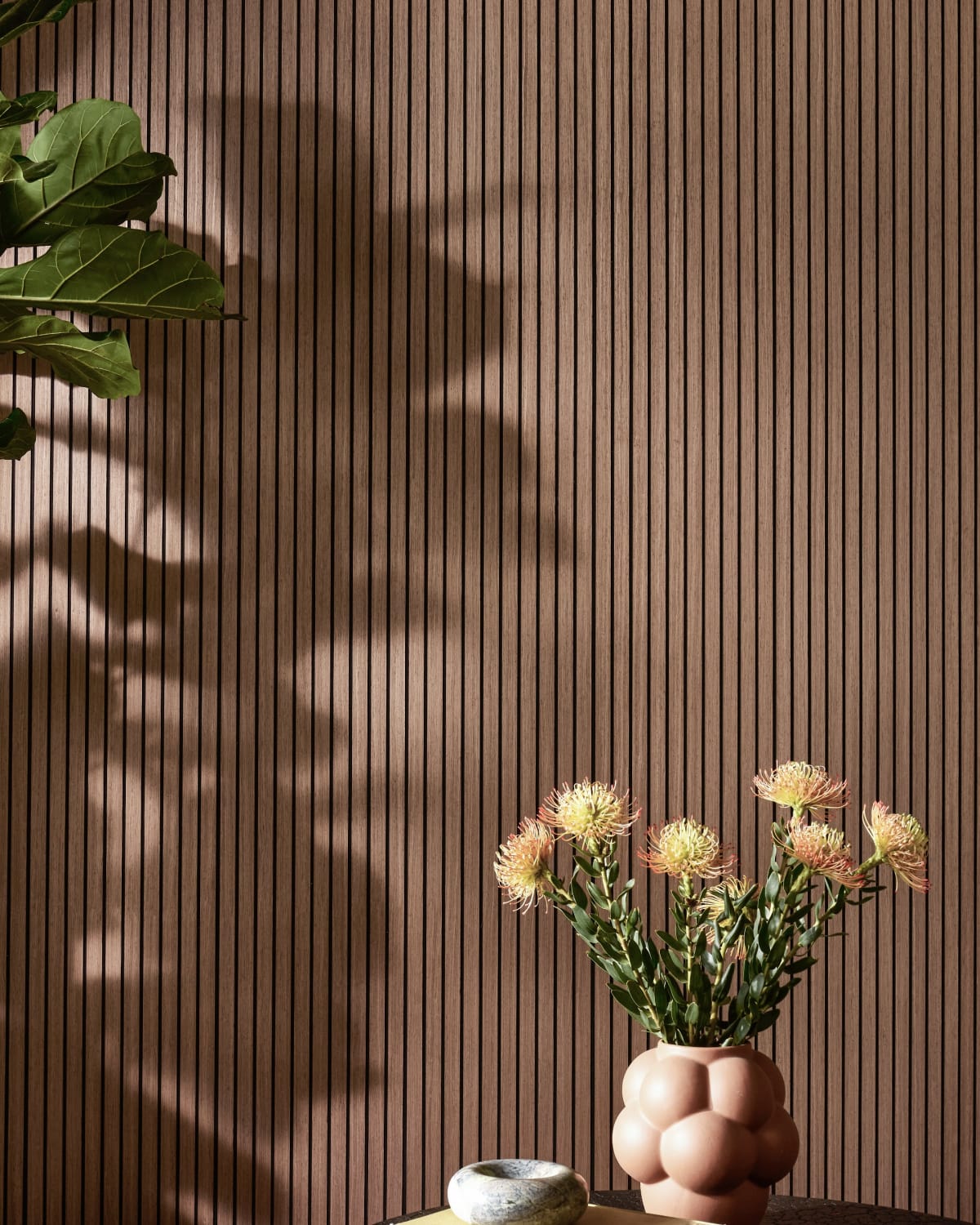 Slatpanel® Drew & Jonathan Home™ Ultraflex Engineered Walnut Lightweight Flexible Wood Wall Panels