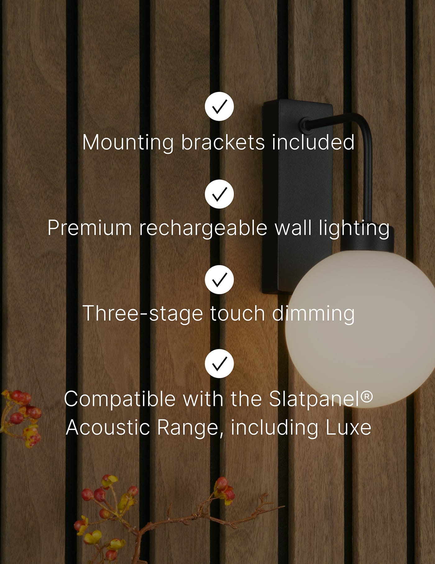 Slatpanel® Slatpanel® Glow Orb Wall-Mounted Rechargeable Lighting