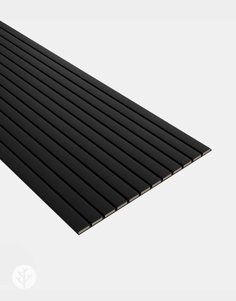 Slatpanel® Luxe Leather Black Wide Slat Wood Wall Panel