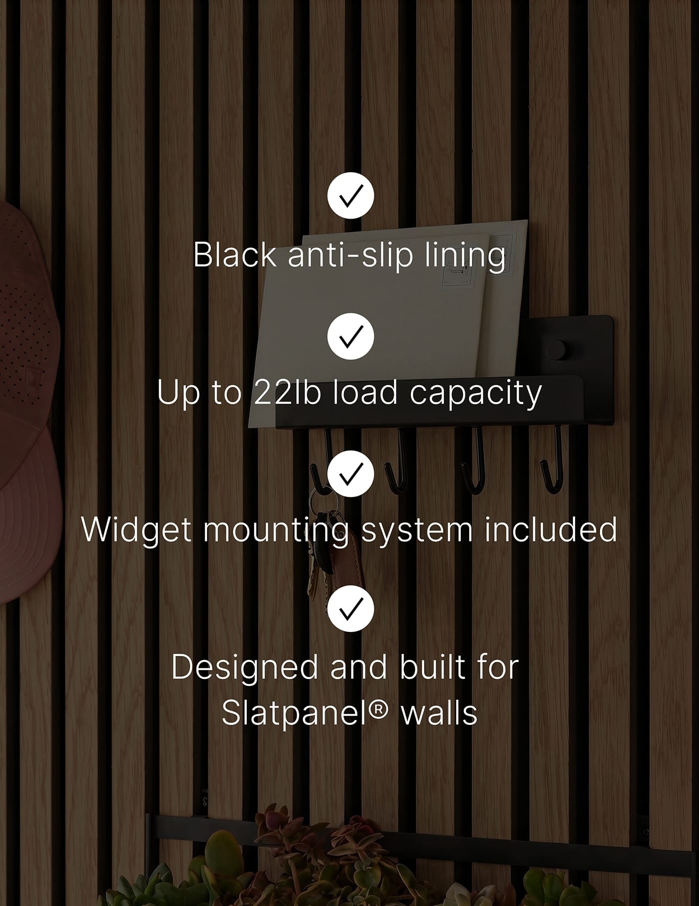 Slatpanel® Shelf with Hooks and EVA Felt | Panel Accessories by Slatpanel®