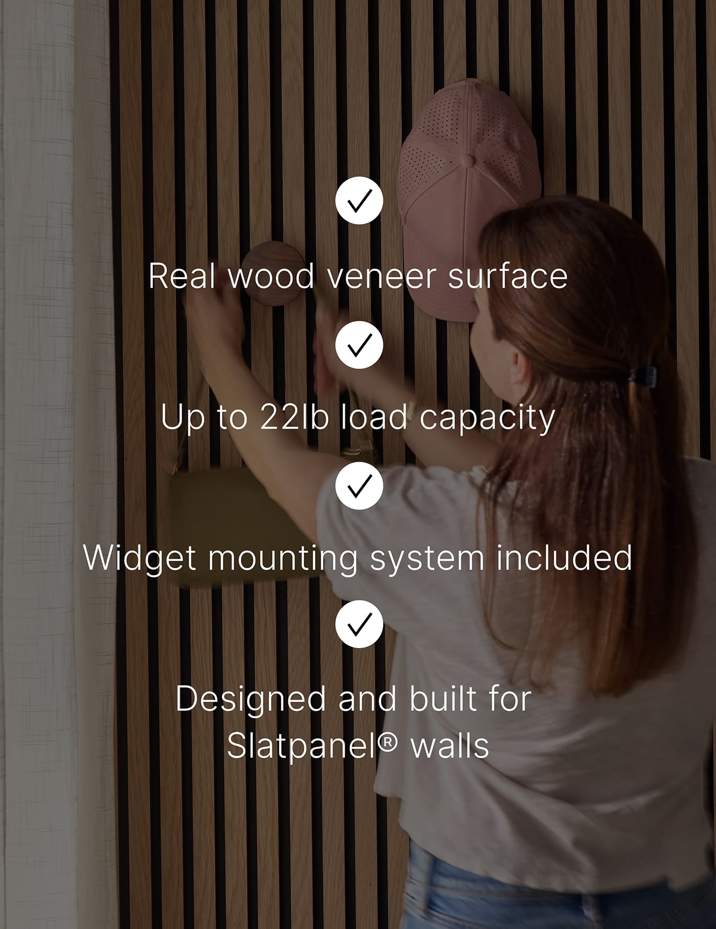 Slatpanel® Turned Hanger with Real Wood Veneer | Panel Accessories by Slatpanel®