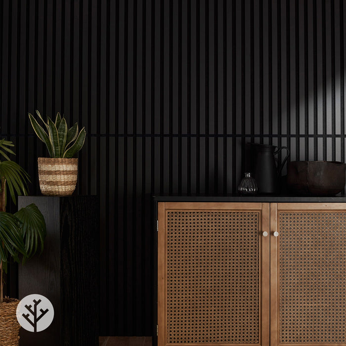 The Wood Veneer Hub Black Color Matte Acoustic Slat Wall Panels | Original Slatpanel®