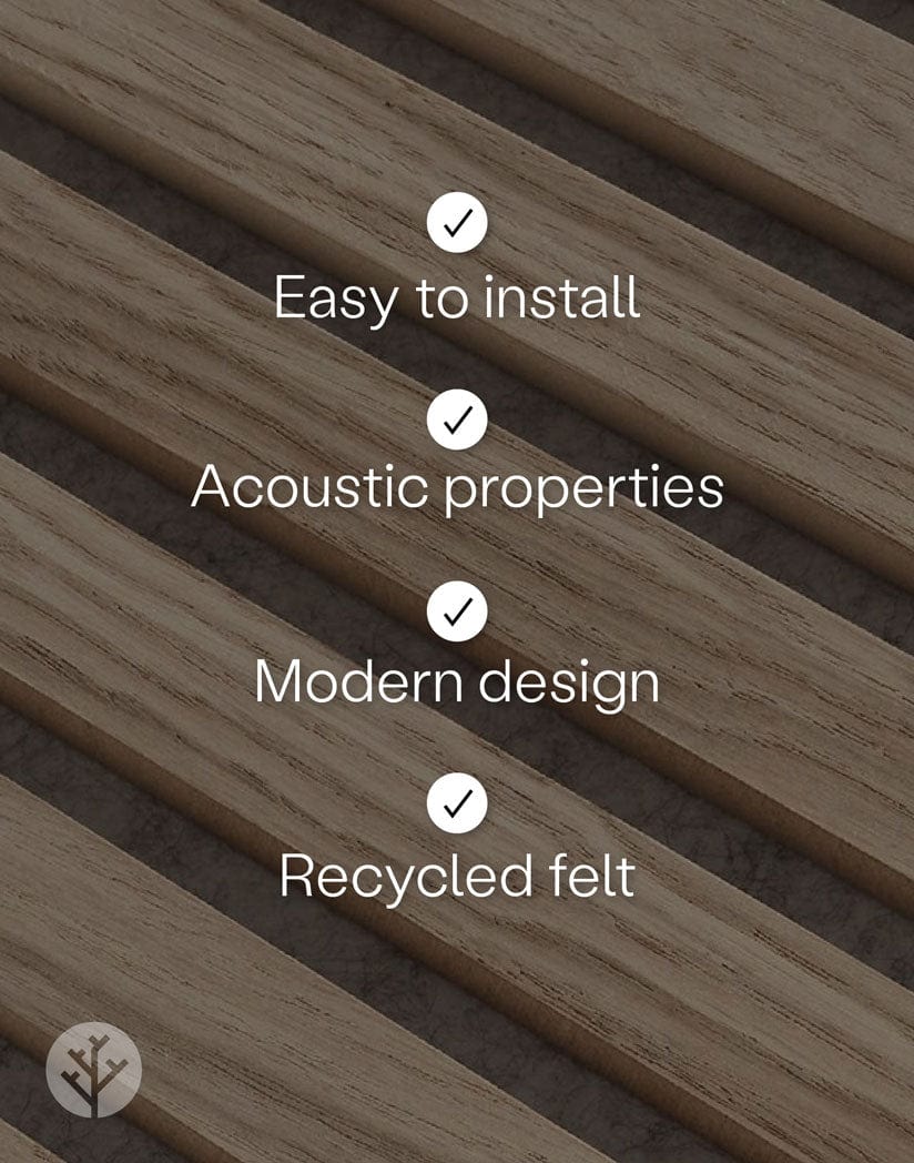 The Wood Veneer Hub Luxury American Oak | Gray Felt | Acoustic Slat Wood Wall Panels | Original Slatpanel®