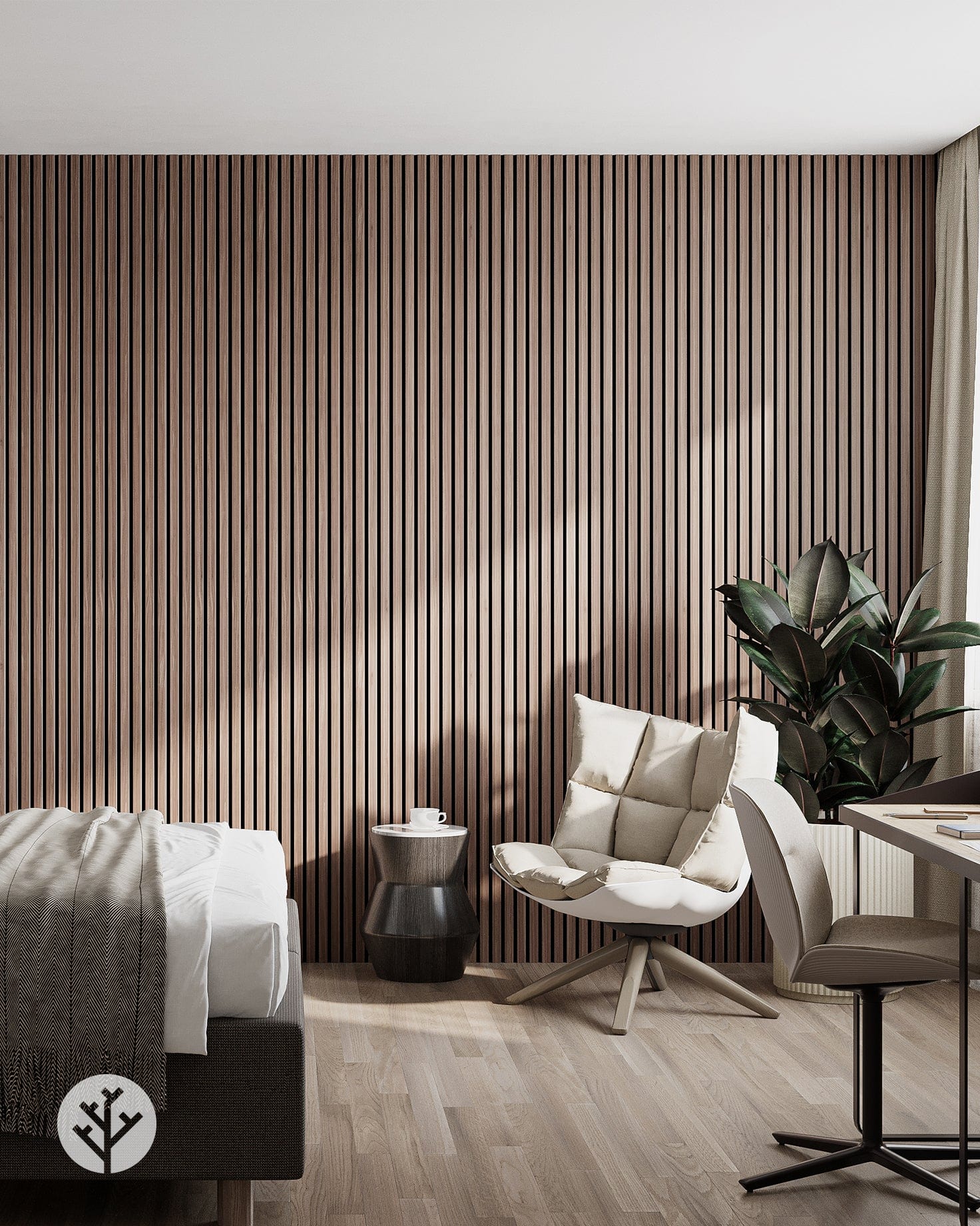 The Wood Veneer Hub Luxury American Walnut Acoustic Slat Wood Wall Panels | Original Slatpanel®