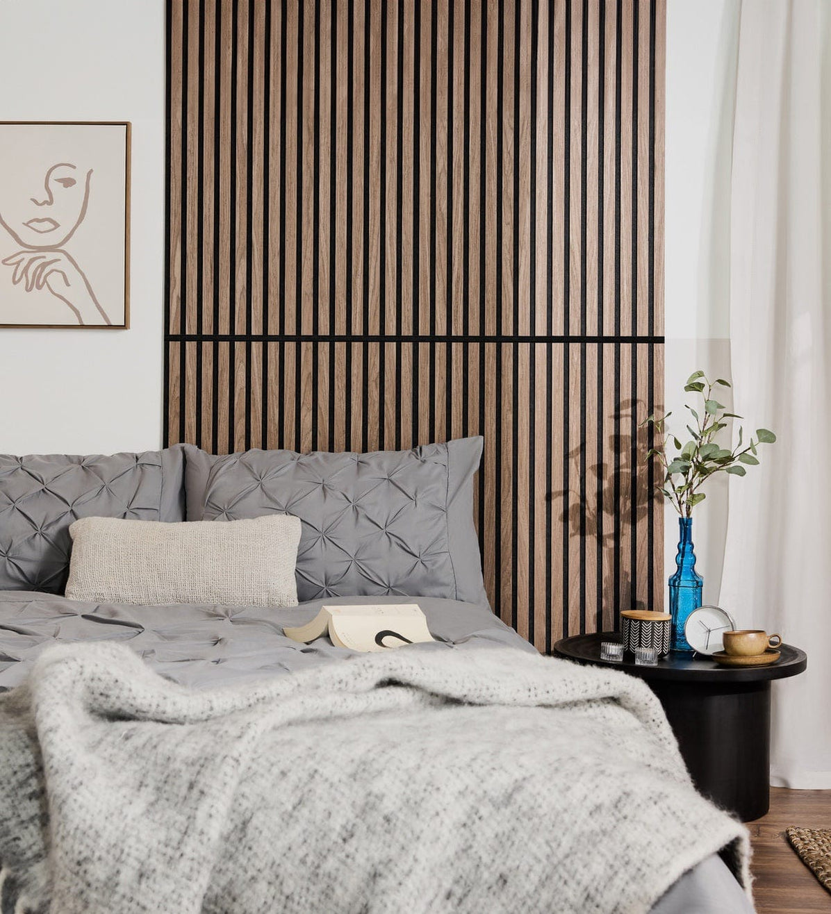 Natural Walnut Slat Wood Wall Paneling | Order Online