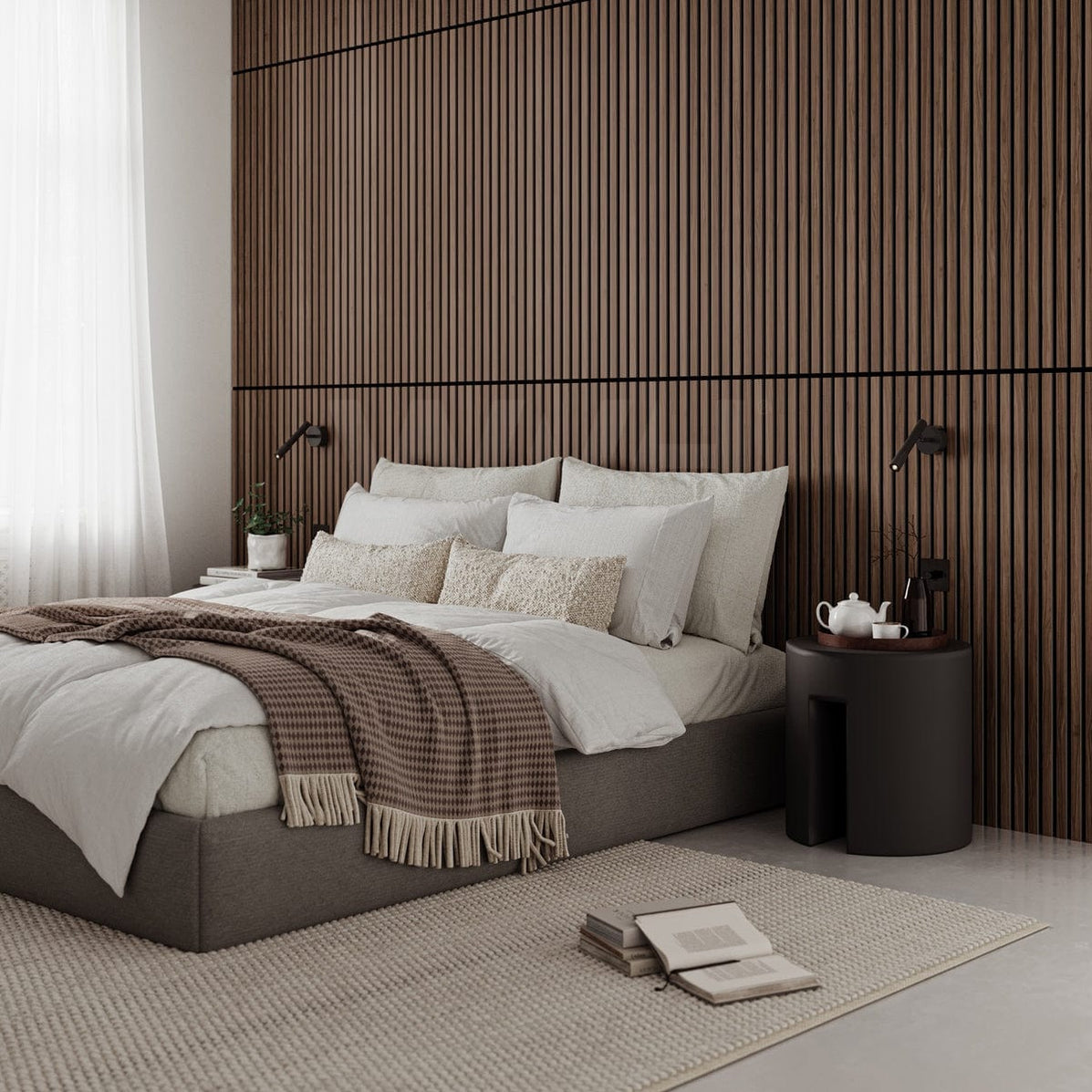 Natural Walnut Slat Wood Wall Paneling | Order Online