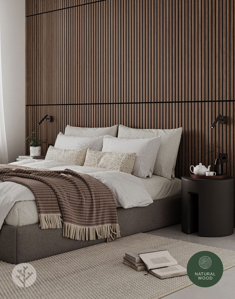 Natural Walnut Slat Wood Wall Paneling | Order Online
