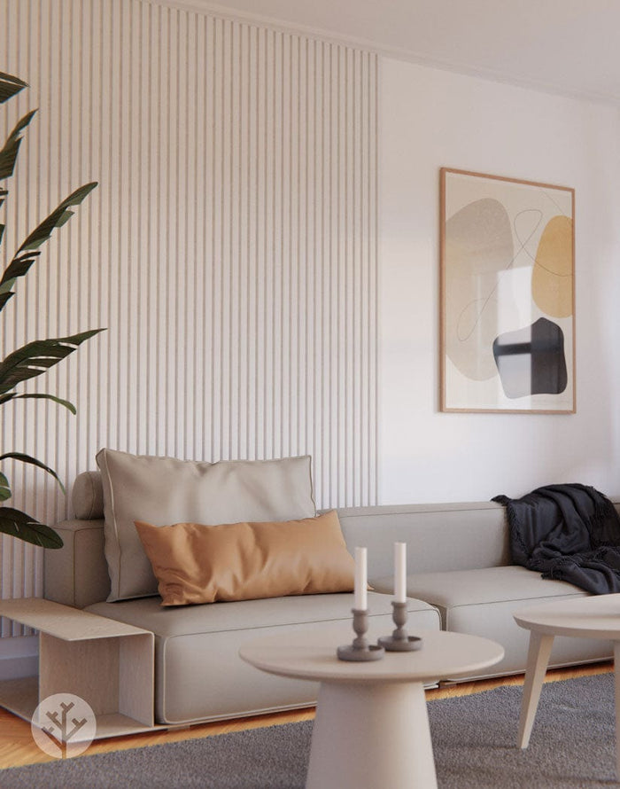 Snow White Color Matte Acoustic Slat Wall Panels | Original Slatpanel®