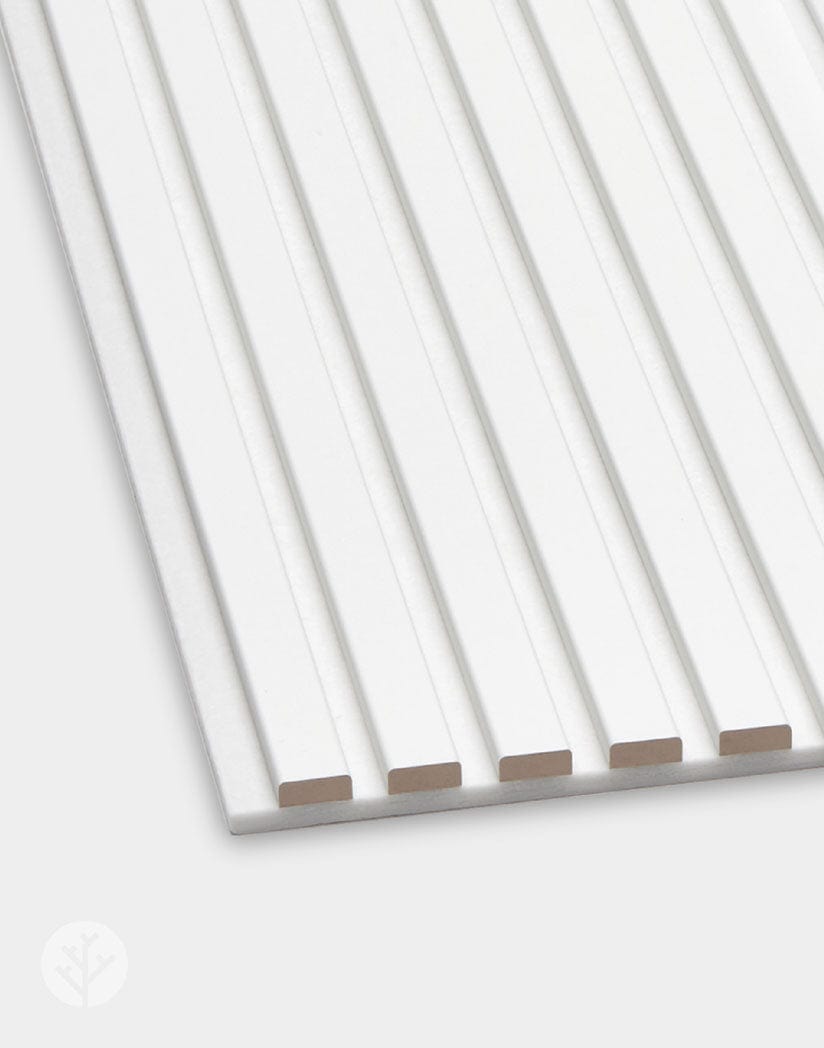 The Wood Veneer Hub Snow White Color Matte Acoustic Slat Wall Panels | Original Slatpanel®