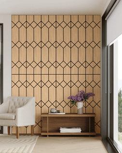 The Wood Veneer Hub Geo-Lite Art Deco Oiled Decorative Wall Panel