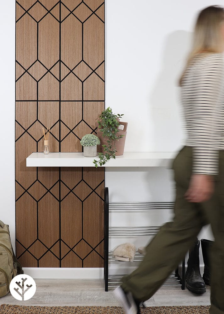 The Wood Veneer Hub Geo-Lite Art Deco Oiled Decorative Wall Panel