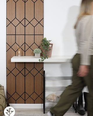 The Wood Veneer Hub Geo-Lite Art Deco Oiled Decorative Wall Panel