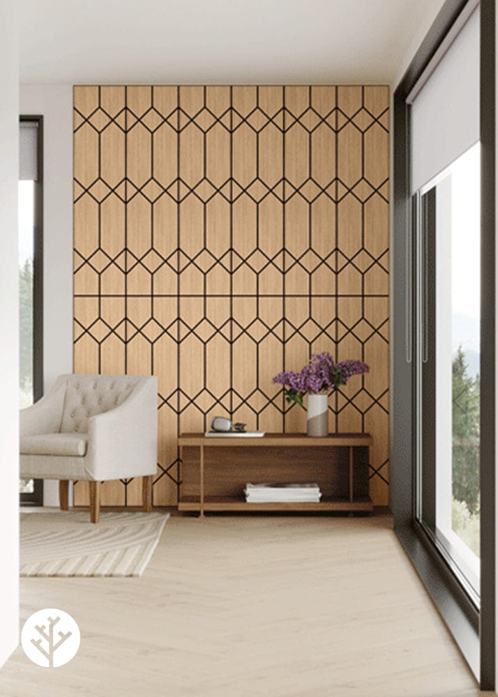 The Wood Veneer Hub Geo-Lite Art Deco Oiled Decorative Wall Panel