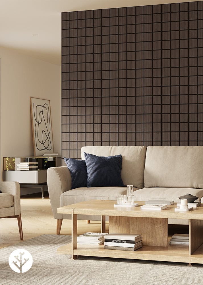 The Wood Veneer Hub Geo-Lite Check Oiled Decorative Wall Panel