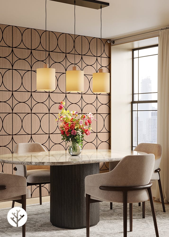 The Wood Veneer Hub Geo-Lite Circle Oiled Decorative Wall Panel