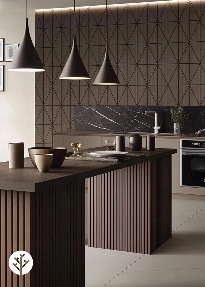 The Wood Veneer Hub Geo-Lite Diamond Oiled Decorative Wall Panel