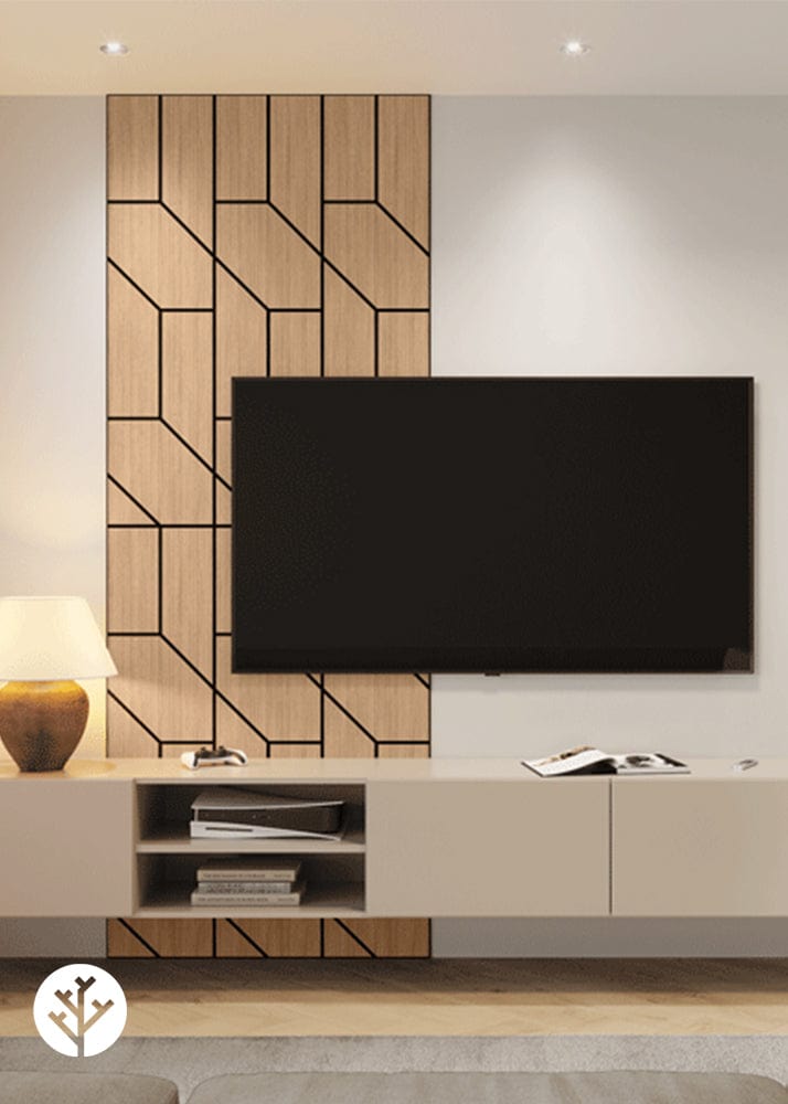 The Wood Veneer Hub Geo-Lite Trapeze Oiled Decorative Wall Panel