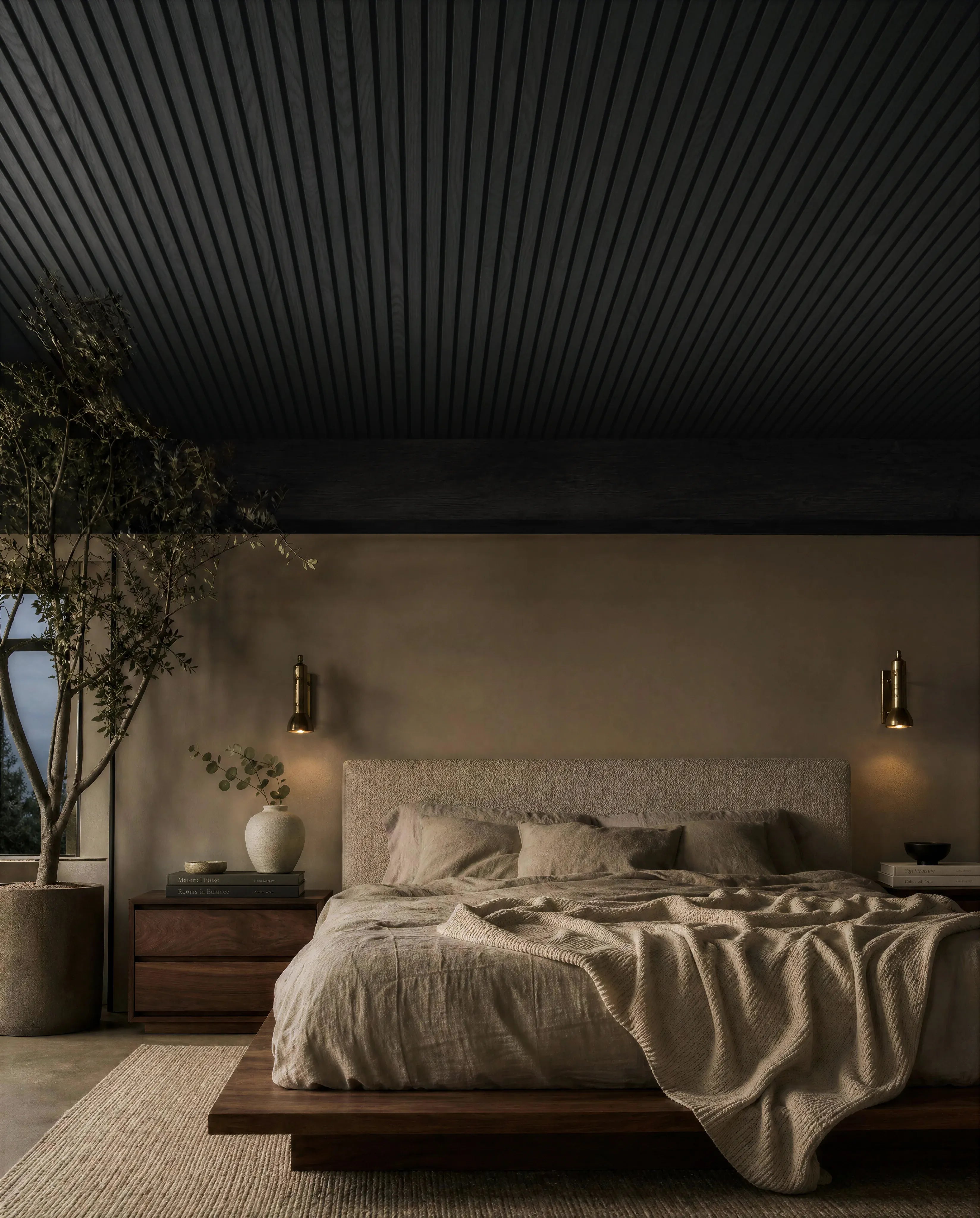The Wood Veneer Hub Luxury Charcoal Black Oak Acoustic Slat Wood Wall Panels | Original Slatpanel®
