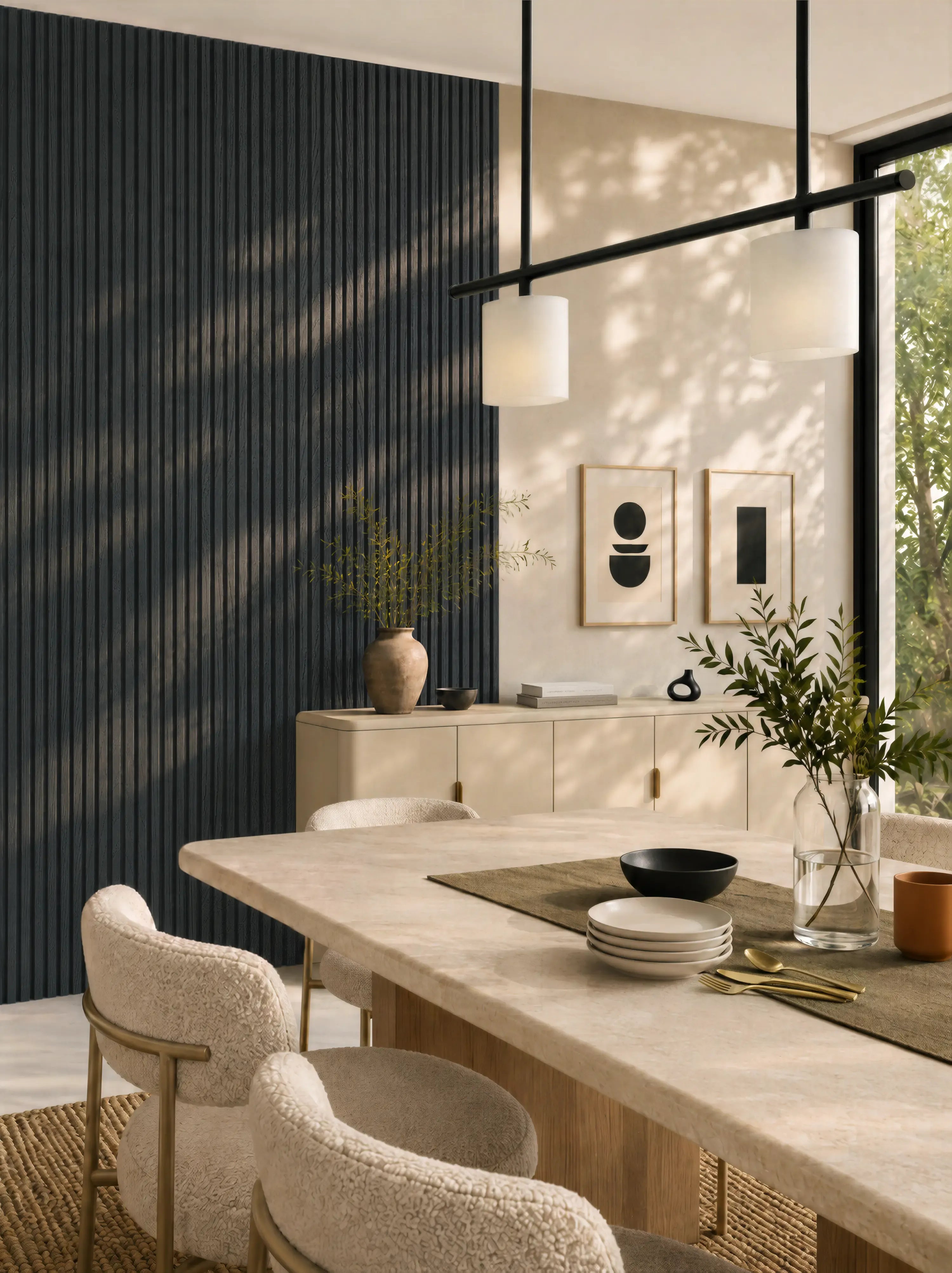 The Wood Veneer Hub Luxury Charcoal Black Oak Acoustic Slat Wood Wall Panels | Original Slatpanel®