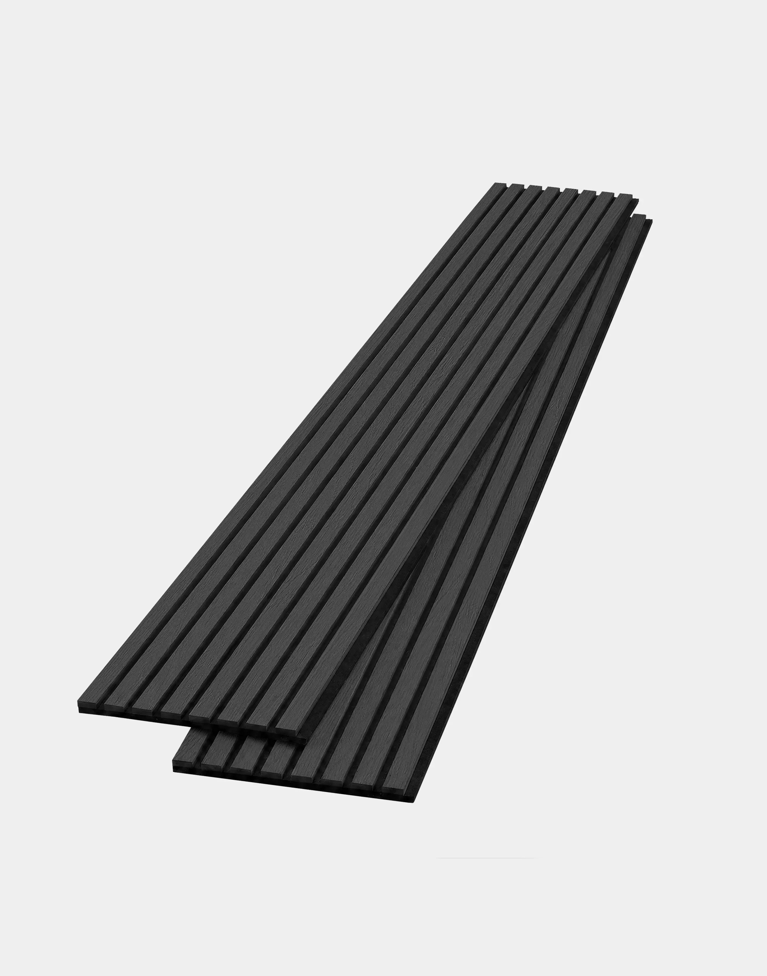 The Wood Veneer Hub Luxury Charcoal Black Oak Acoustic Slat Wood Wall Panels | Original Slatpanel®