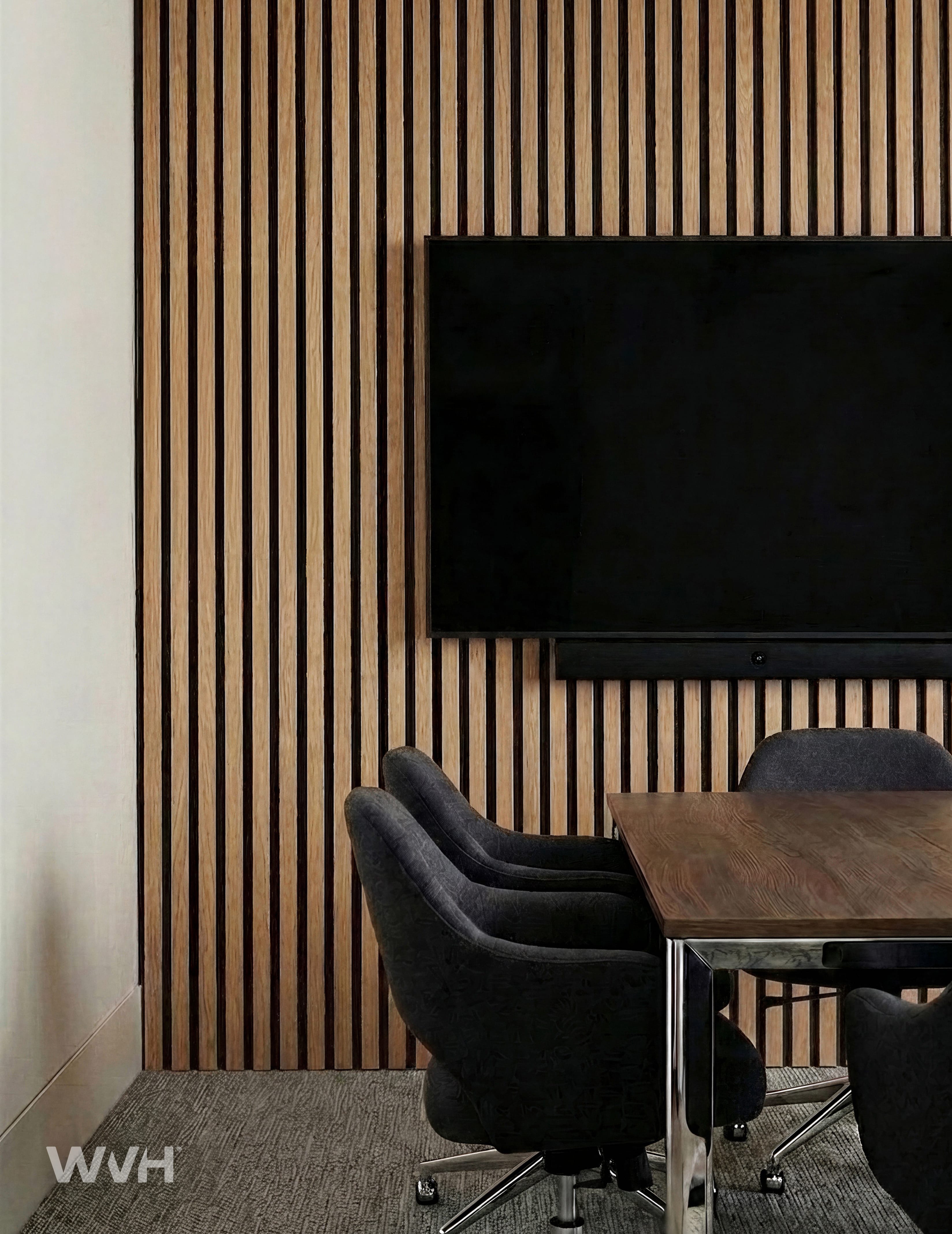 The Wood Veneer Hub Slatpanel® Fire-Rated Oak Acoustic Slat Wall Panel