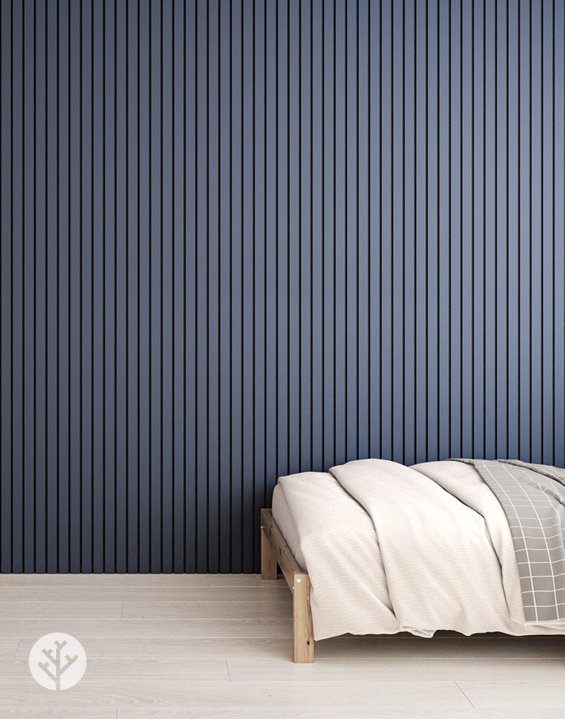 The Wood Veneer Hub Slatpanel® Luxe Blue Wide Slat Wood Wall Panel