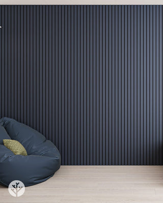 The Wood Veneer Hub Slatpanel® Luxe Blue Wide Slat Wood Wall Panel