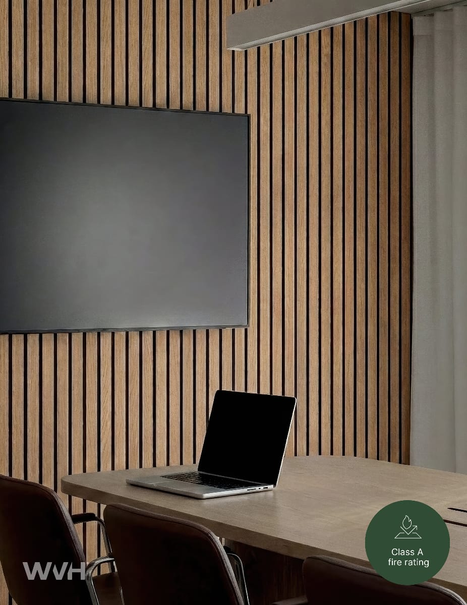 The Wood Veneer Hub Slatpanel® Luxe Plus Oak Acoustic Fire-Rated Panels