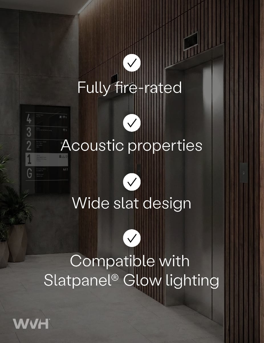 The Wood Veneer Hub Slatpanel® Luxe Plus Oak Acoustic Fire-Rated Panels