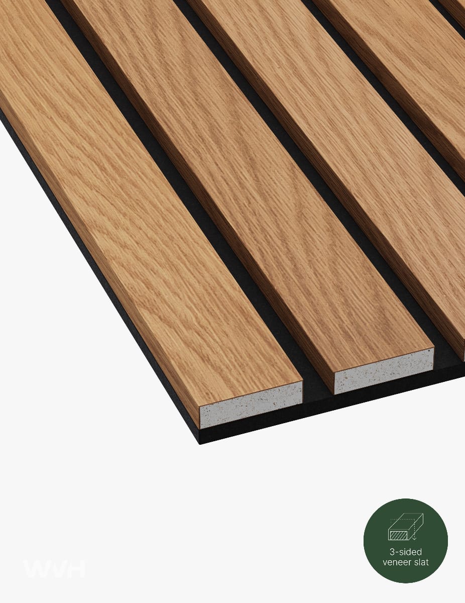 The Wood Veneer Hub Slatpanel® Luxe Plus Oak Acoustic Fire-Rated Panels