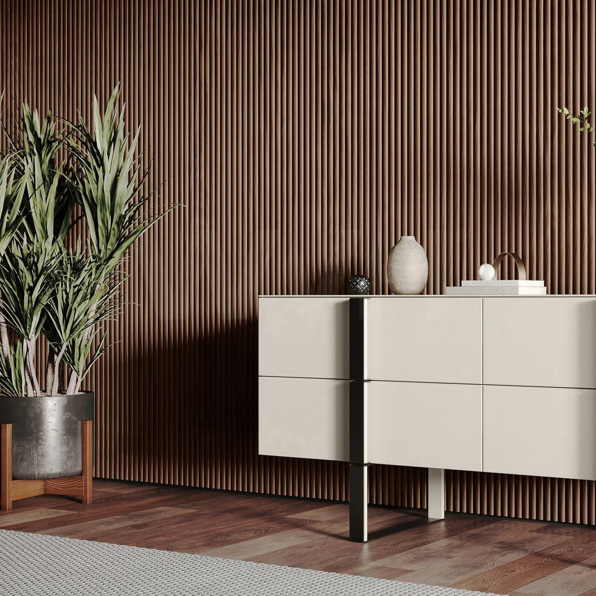 Walnut Ridge Fluted Tambour Panels Deep, Rich Elegance