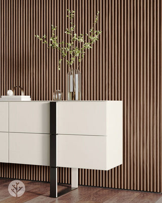 The Wood Veneer Hub Walnut Ridge Fluted Tambour Wood Effect Wall Panels
