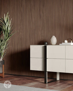 The Wood Veneer Hub Walnut Ridge Fluted Tambour Wood Effect Wall Panels