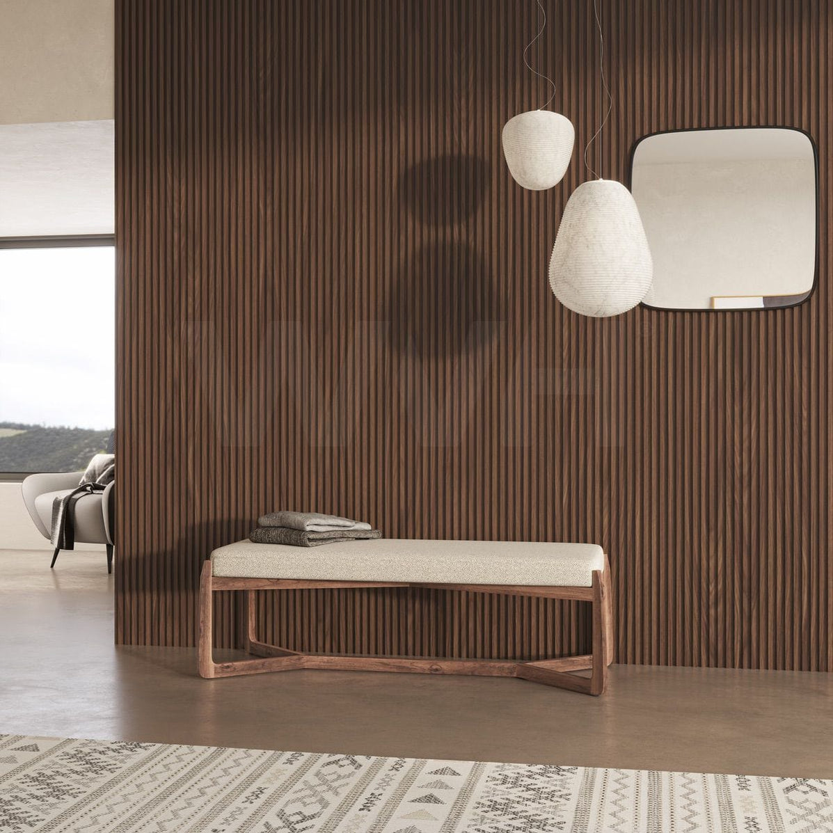 Walnut Slat Fluted Tambour Panels | Contemporary Elegance