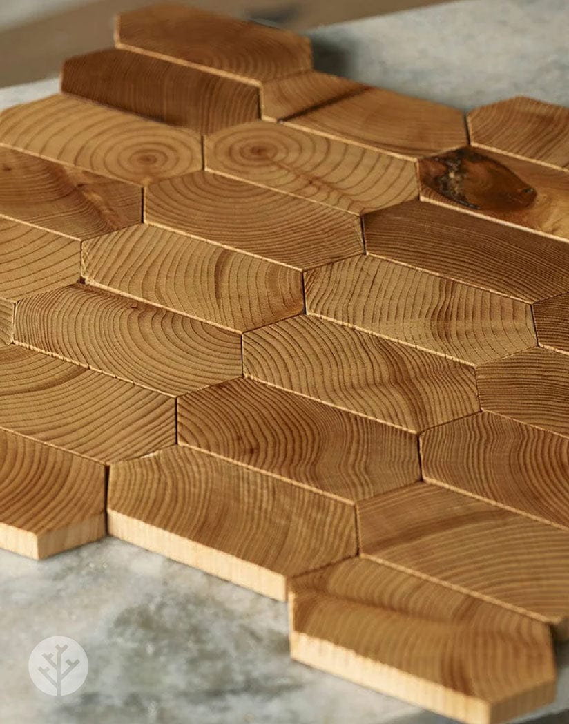 The Wood Veneer Hub Geometrical Honeycomb Natural Wood Mosaic Wall Panels