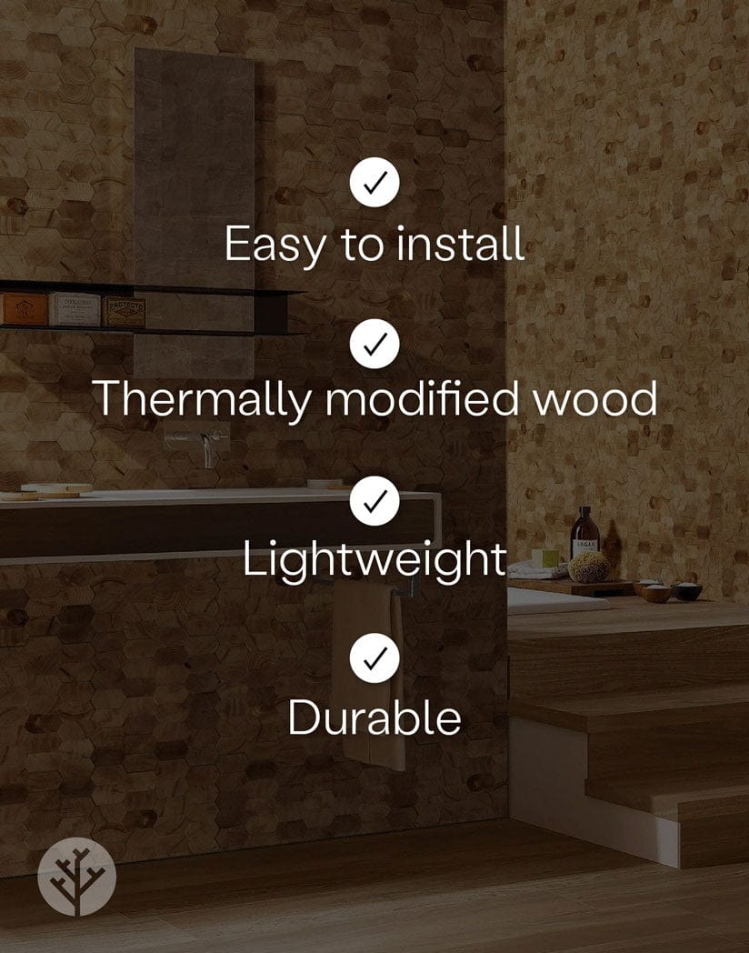 The Wood Veneer Hub Geometrical Honeycomb Natural Wood Mosaic Wall Panels