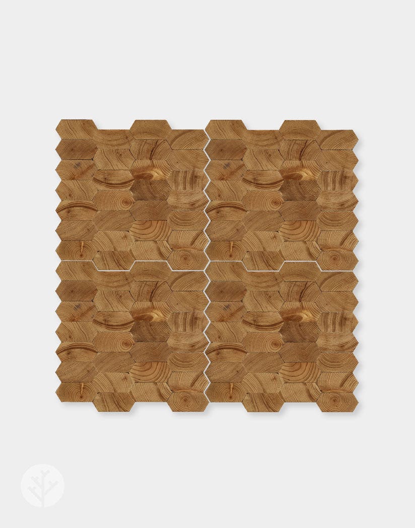 The Wood Veneer Hub Geometrical Honeycomb Natural Wood Mosaic Wall Panels