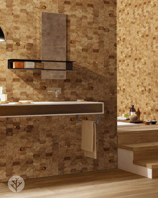 The Wood Veneer Hub Geometrical Honeycomb Natural Wood Mosaic Wall Panels