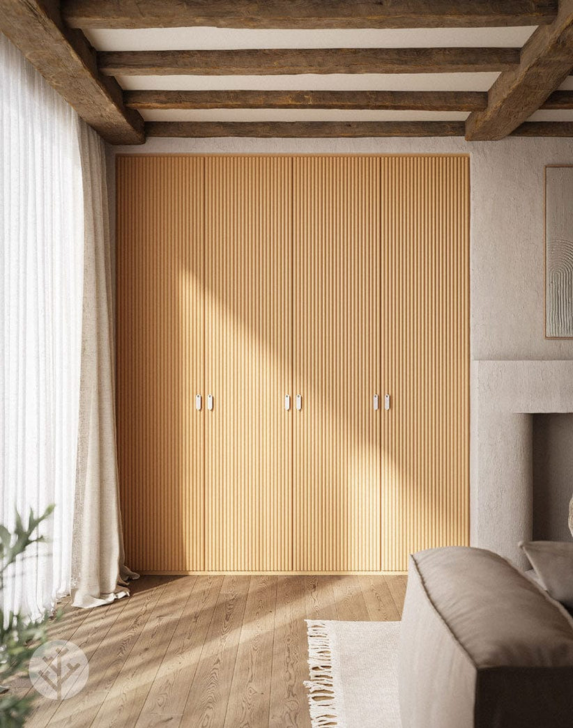 Flutto™ Oak Mini-Ridge Flexible Tambour Wood Panels | Elegant Wall Paneling