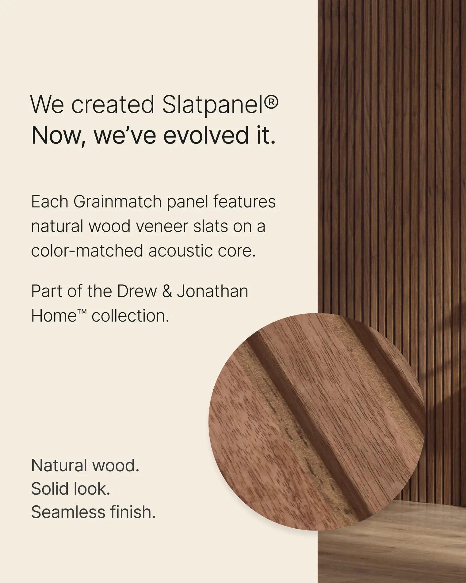 WVH® Drew & Jonathan Home™ Grainmatch Walnut Acoustic Slat Wall Panel