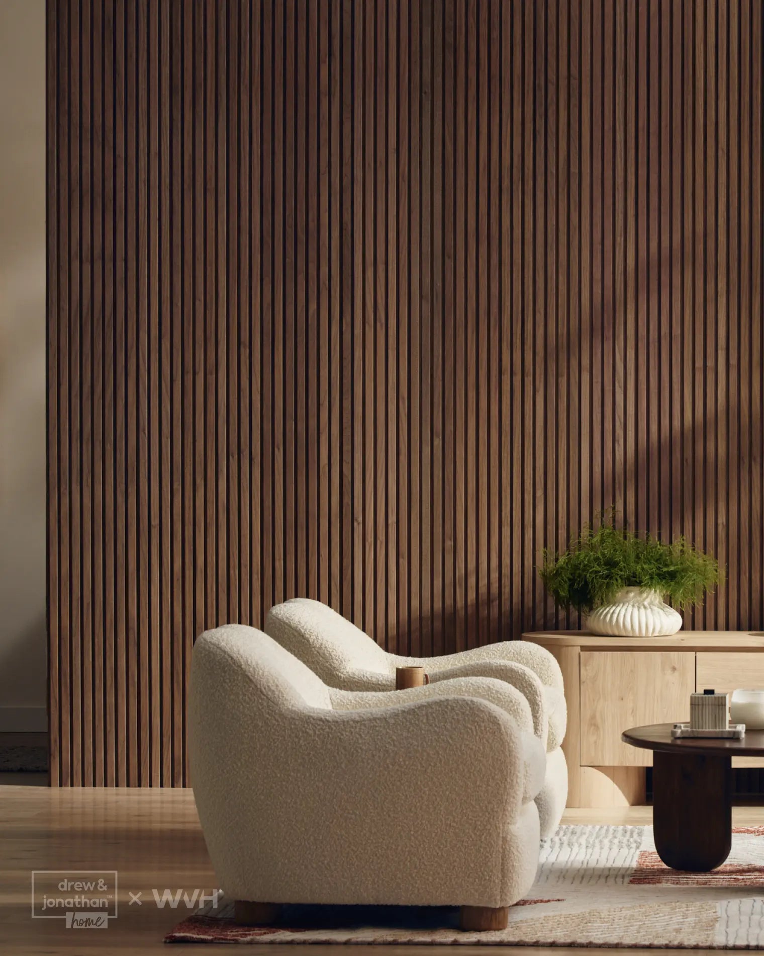 WVH® Drew & Jonathan Home™ Grainmatch Walnut Acoustic Slat Wall Panel