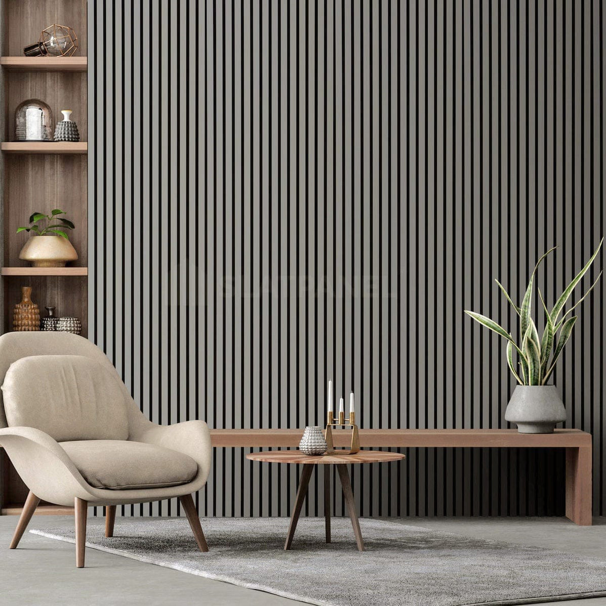 Gray Slatted Wood Interior Wall Panels | Order Online