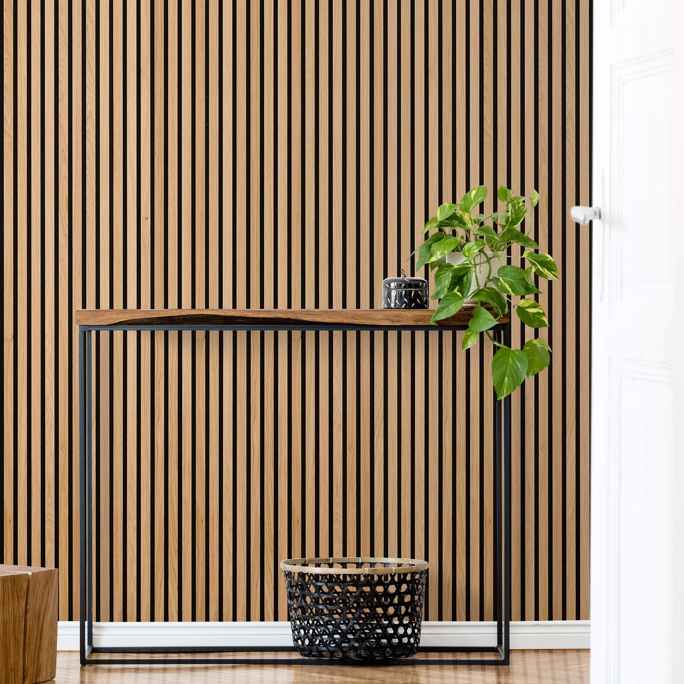 Black Slatted Wood Interior Wall Paneling | Order Online