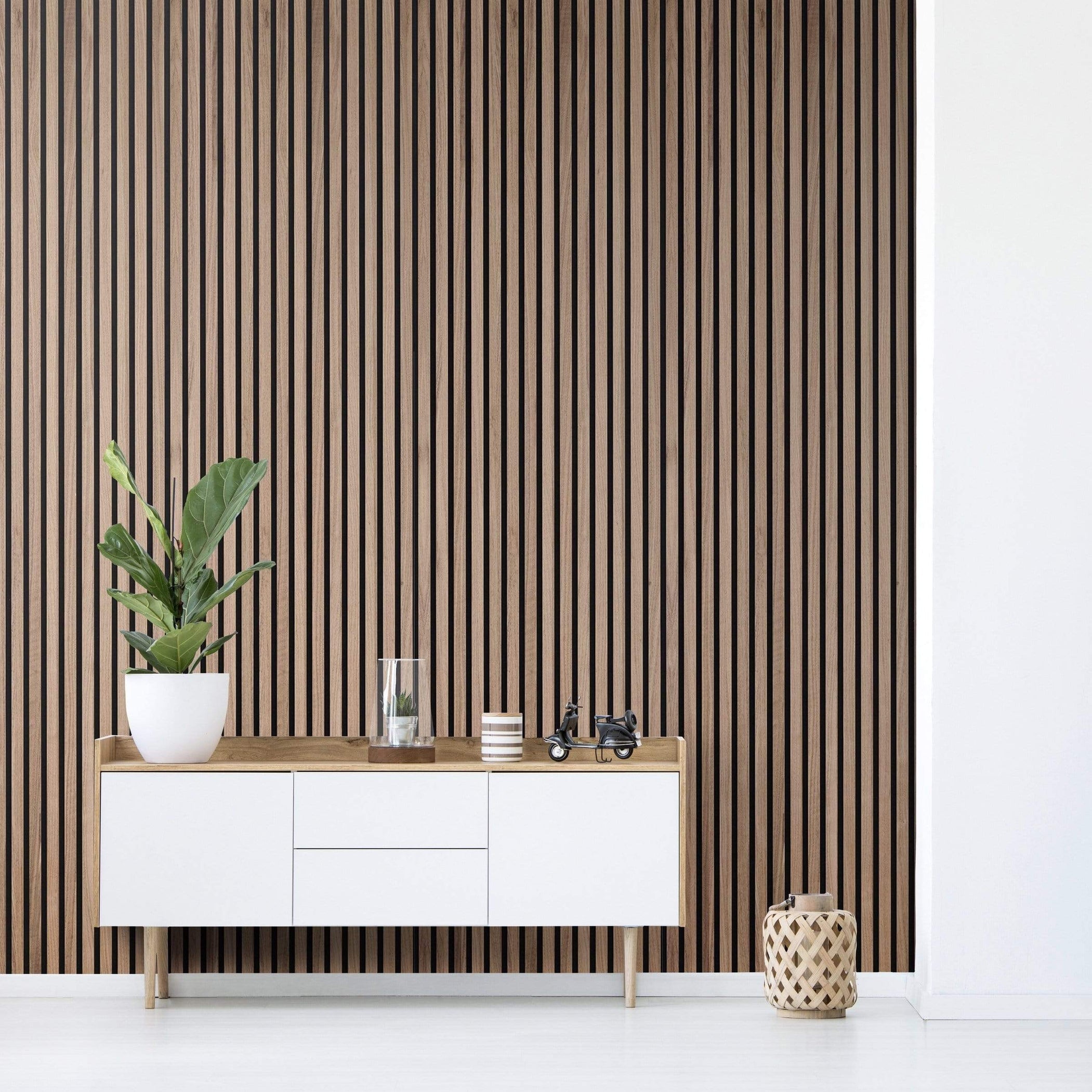 Natural Walnut Slat Wood Wall Paneling | Order Online