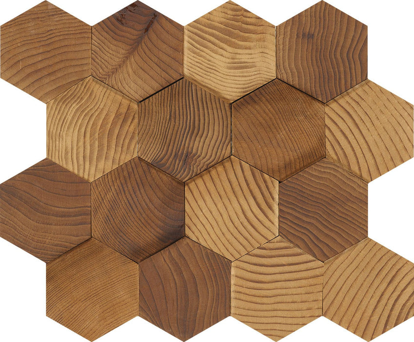 The Wood Veneer Hub Stereo Standard-Hex Wood Mosaic Tiles